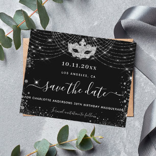 Budget Maskerade Party schwarz Silber Save the Dat
