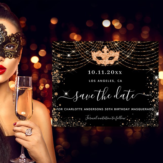 Budget Maskerade Party schwarzes Gold Save the Dat (Von Creator hochgeladen)