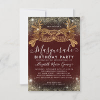 Budget Masquerade Burgundy Gold Glitzer Geburtstag