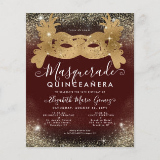 Budget Masquerade Burgundy Red Gold Glitzer Quince