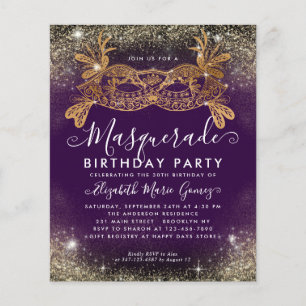 Budget Masquerade Lila Gold Glitzer Geburtstag