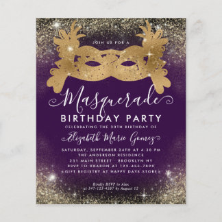 Budget Masquerade Lila Gold Glitzer Geburtstag