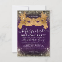 Budget Masquerade Lila Gold Glitzer Geburtstag