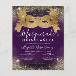 Budget Masquerade Lila Gold Glitzer Quinceanera