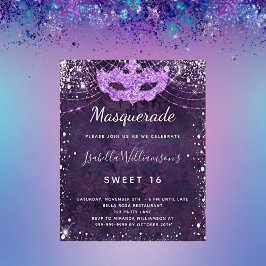 Budget masquerade lila silber Glitzer Sweet 16