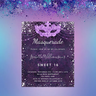 Budget masquerade lila silber Glitzer Sweet 16