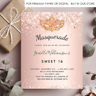 Budget Masquerade Rose Gold Glitzer Sweet 16