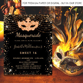 Budget masquerade schwarzes Gold Sweet 16 Einladun