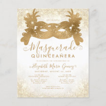 Budget Masquerade White Gold Glitzer Quinceanera