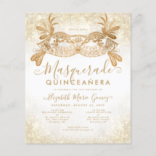 Budget Masquerade White Gold Glitzer Quinceanera