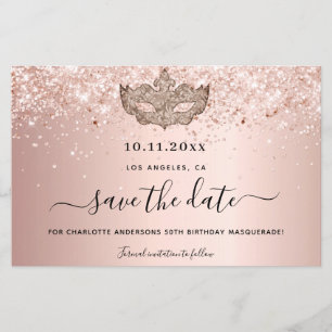 Budget Masqueron Party Rose Gold Save the Date
