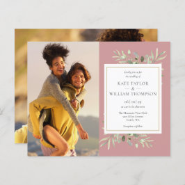 Budget Mauve Greenery Fotos Hochzeit Einladung