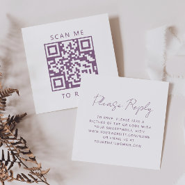 Budget Mauve Script Hochzeit QR Code RSVP Begleitkarte