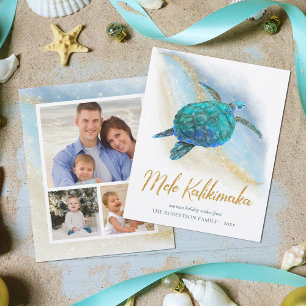 Budget Mele Kalikimaka Sea Turtle Beach Foto Card