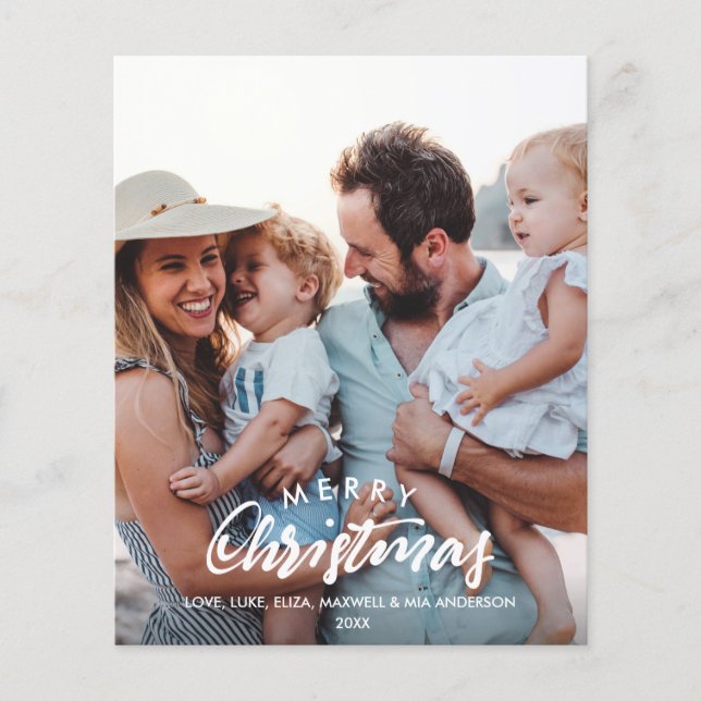 BUDGET MERRY CHRISTMAS Sketched Foto Holiday Card (Vorderseite)