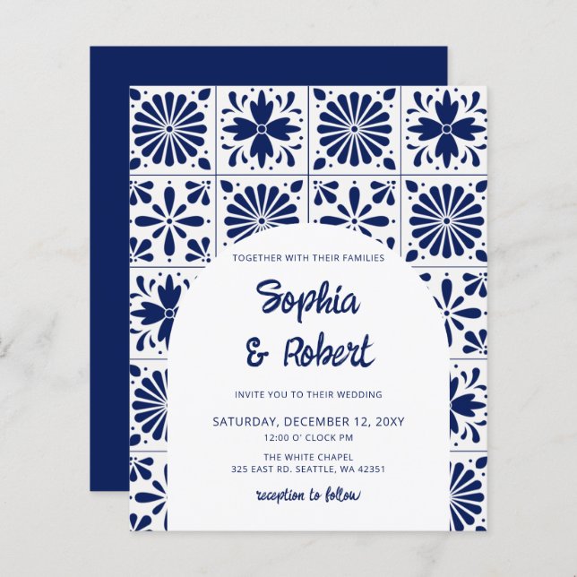 Budget mexikanisch Blue Talavera Tiles Wedding (Vorne/Hinten)