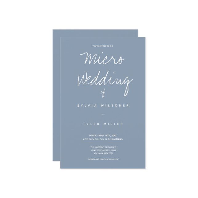 Budget Micro Wedding Dusty Blue Typografy (Vorderseite/Rückseite Beispiel)
