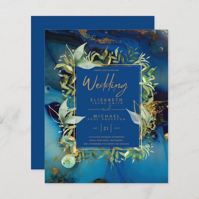 BUDGET Midnight Blue Gold Greenerity Wedding Einla (Vorne/Hinten)