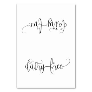 Budget Milchfreie Tischzimmerkarte Tischnummer