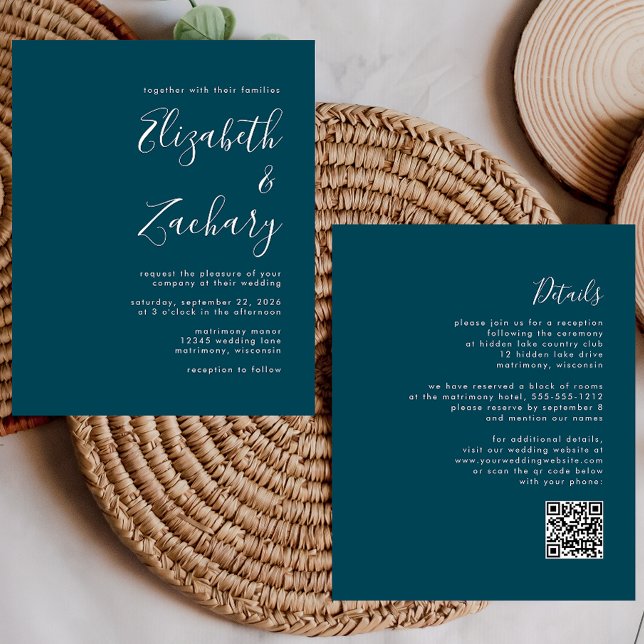 Budget Minimal Aquamariner Blue QR Code Einladung (Von Creator hochgeladen)