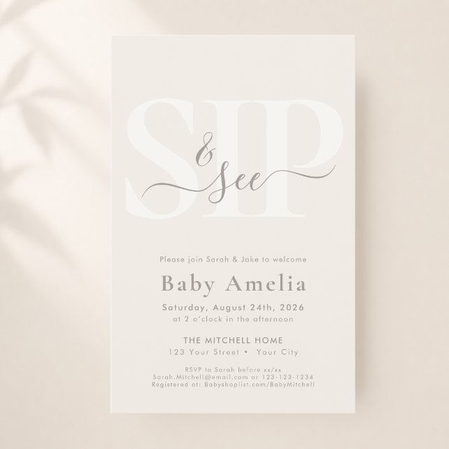 Budget Minimal Beige Boho Schrift Boho Sip And See Flyer (Von Creator hochgeladen)