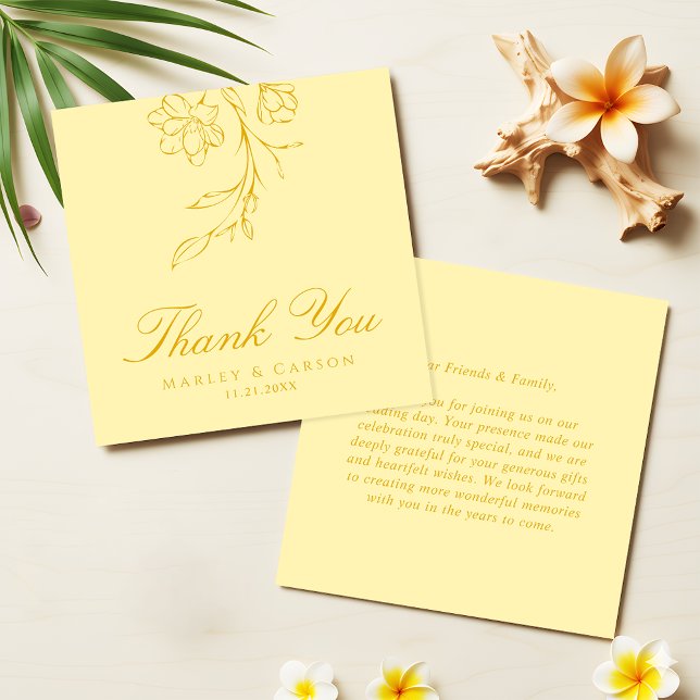 Budget Minimal Butter Yellow Wedding Thank You Mitteilungskarte (Von Creator hochgeladen)