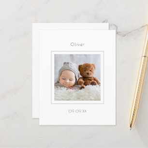 Budget Minimal Foto Baby Boy Geburtsankündigung