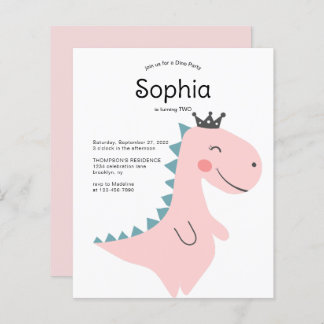 BUDGET Minimal Pink Girl Dinosaur Geburtstagsparty