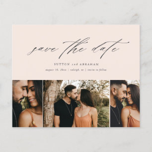 Budget Minimal Script 3 Foto Save The Date Flyer