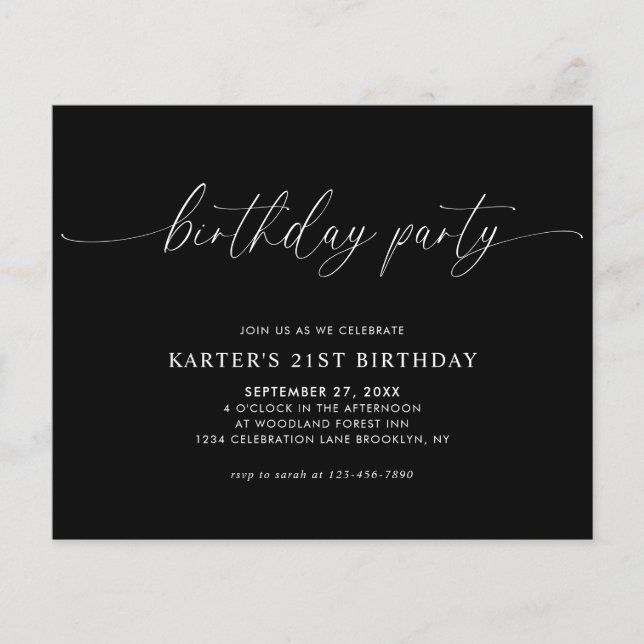 BUDGET Minimal Script Schwarz-weiß Erwachsene Gebu (Vorderseite)