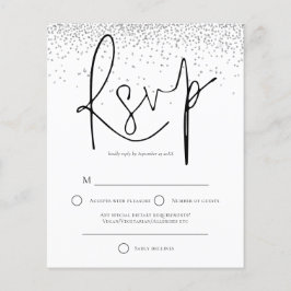 Budget Minimal Silver Glitzer Hochzeit RSVP