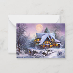 Budget-Minimal-Weihnachten im schneebedeckten Land Mitteilungskarte