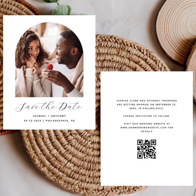 Budget Minimaler Foto Arch QR Save the Date (Von Creator hochgeladen)