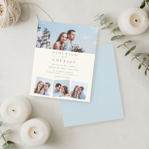 Budget Minimalist Beige Photo Collage Wedding