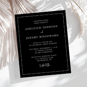 Budget-Minimalist Hochzeitseinladung mit schwarzem