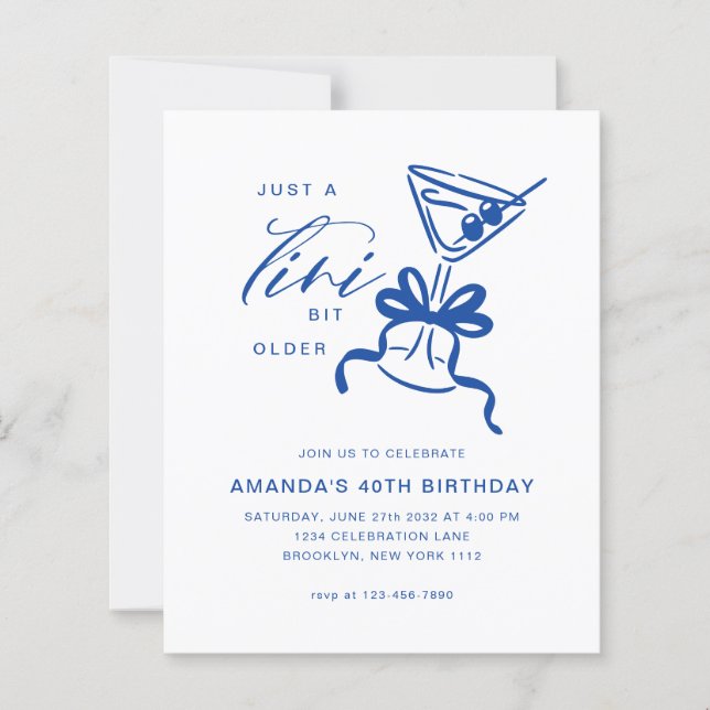 BUDGET Minimalist Martini Blau Geburtstag  (Vorderseite)