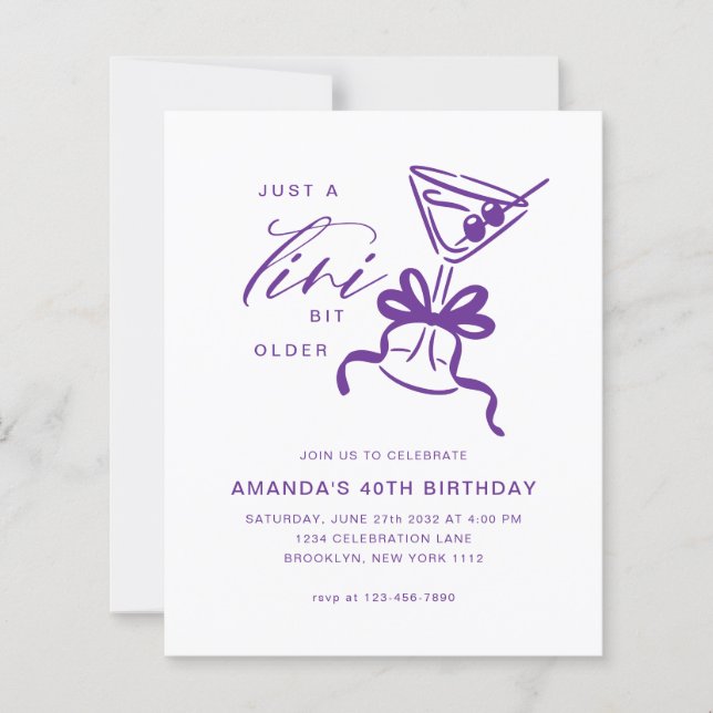 BUDGET Minimalist Martini Violett Geburtstag  (Vorderseite)