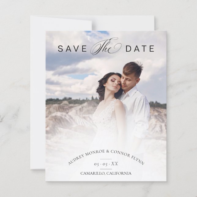 Budget Minimalist Modern Typography Wedding Photo (Vorderseite)