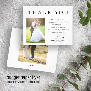 Budget minimalist moderne Foto Hochzeit Danke Flyer