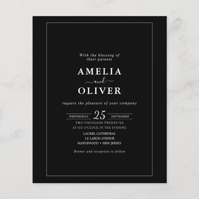 Budget Minimalist Wedding Invitation Flyer (Vorne)