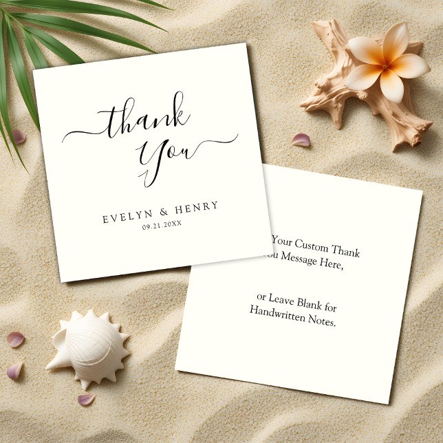 Budget Minimalistisch Black Script Wedding Vielen  Mitteilungskarte (Von Creator hochgeladen)