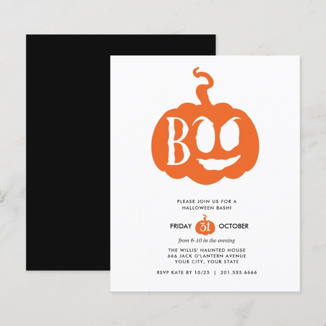 BUDGET Minimalistisch BOO Halloween-Bash-Party (Vorne/Hinten)