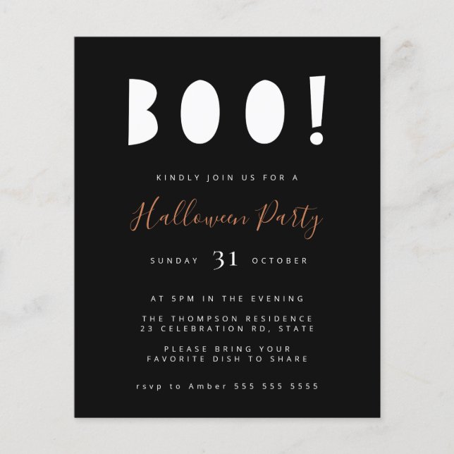 Budget Minimalistisch Boo Halloween Black Party Ei (Vorderseite)