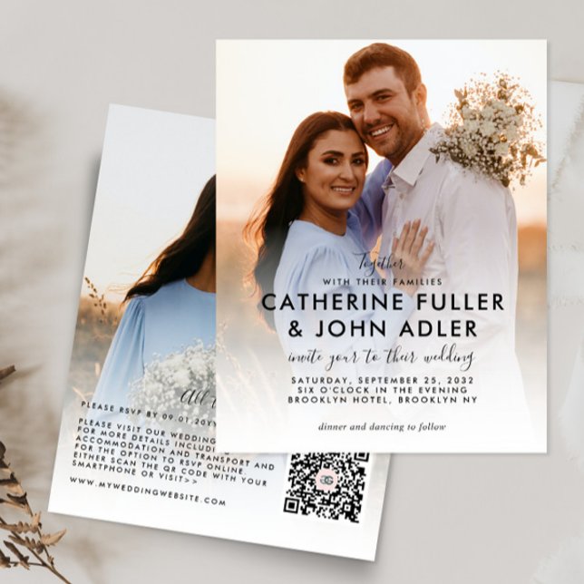 Budget Minimalistisch Chic 2 Foto Hochzeit Einladu (Von Creator hochgeladen)