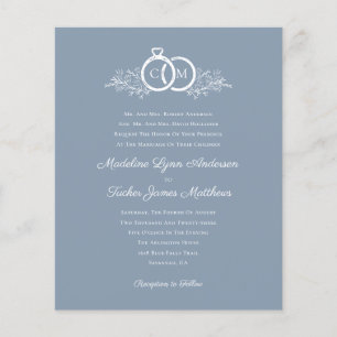 Budget Minimalistisch Dusty Blue Wedding Einladung