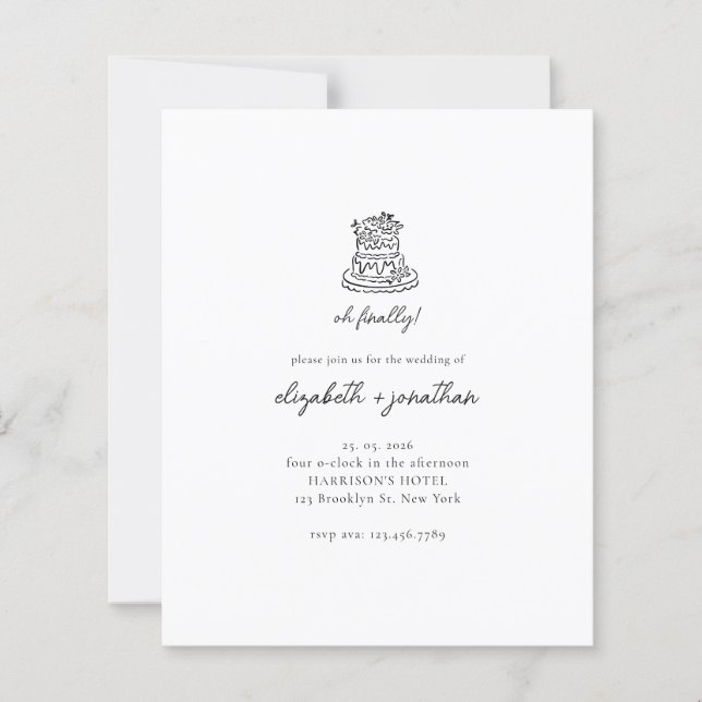 Budget Minimalistisch Oh Script Wedding (Vorderseite)