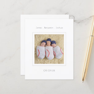 Budget Minimalistisch Triplet Foto Geburtsankündig