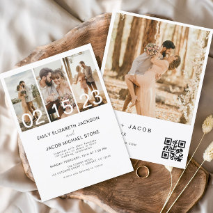 Budget Minimalistische Foto QR Code Hochzeit Einla