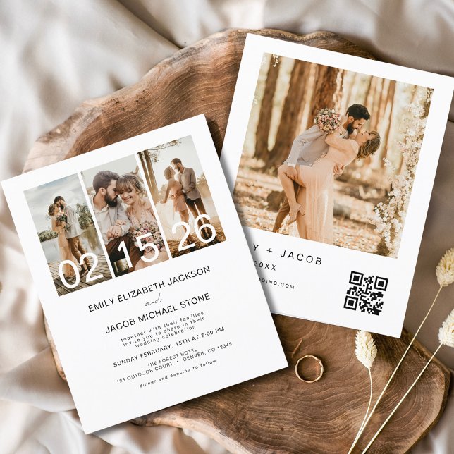 Budget Minimalistische Foto QR Code Hochzeit Einla Flyer (Von Creator hochgeladen)