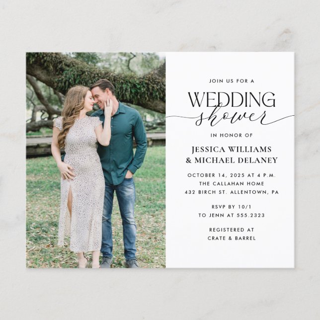 Budget Minimalistische Paare Dusche Einladung (Vorderseite)